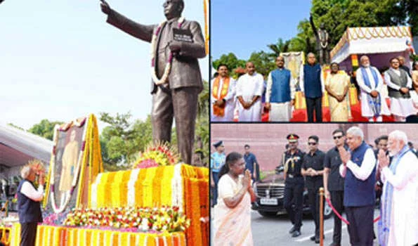 मुर्मु, धनखड़, मोदी और अन्य नेताओं ने अंबेडकर जयंती पर पुष्पांजलि अर्पित की