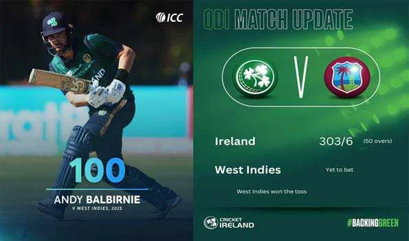 आयरलैंड ने वेस्टइंडीज को दिया 304 रनों का लक्ष्य