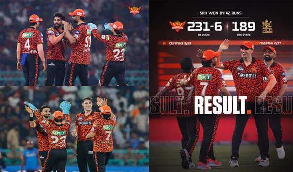 इशान और कमिंस ने बिगाड़ा आरसीबी का खेल,हैदराबाद 42 रन से जीता