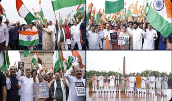 कर्तव्य पथ पर तिरंगा यात्रा में शामिल हुए चुघ, सचदेवा, रेखा सहित भाजपा के तमाम नेता