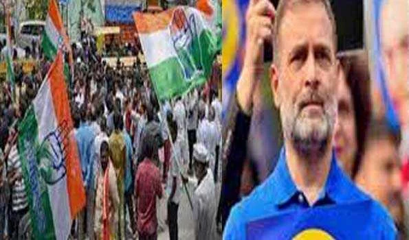 राहुल के खिलाफ प्राथमिकी के विरोध में युवा कांग्रेस का प्रदर्शन