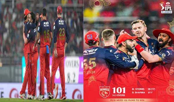 रॉयल चैलेंजर्स बेंगलुरु ने पंजाब किंग्स को 101 रन पर समेटा