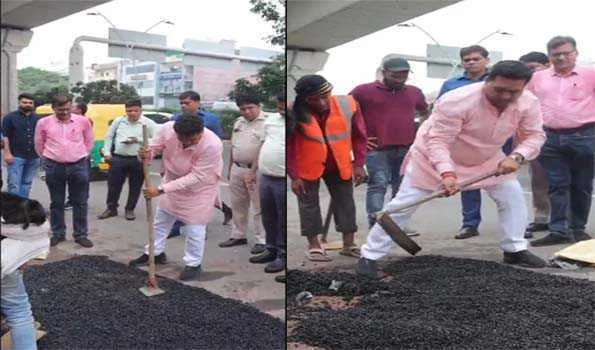 एक ही दिन में सड़कों के 3400 गड्ढे भरे गये: मिश्रा