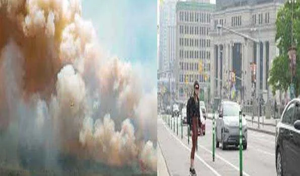 कनाडा: जंगल की आग के धुएँ के कारण शहरों में वायु की गुणवत्ता हुयी खराब