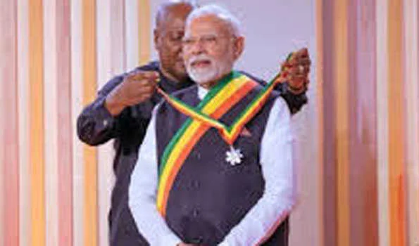 प्रधानमंत्री मोदी को घाना के सर्वोच्च राष्ट्रीय सम्मान से किया सम्मानित