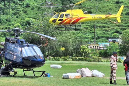 धराली में छठे दिन हेलिकाप्टर से संचालित राहत कार्य जारी