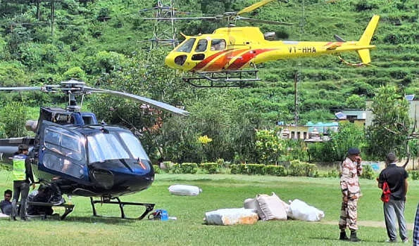 धराली में छठे दिन हेलिकाप्टर से संचालित राहत कार्य जारी