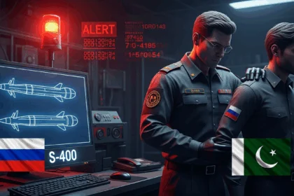 Russian intelligence officer arresting a Pakistani spy